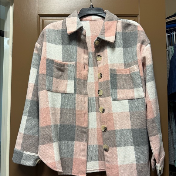 Jackets & Blazers - Plaid Button-Up Jacket